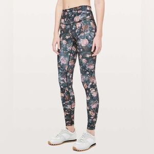 lululemon athletica Floral Print High-Rise Leggings in Black and Pink